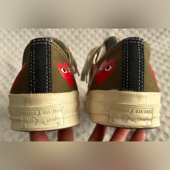 Comme des Garçons Play Converse Chuck 70 Low Multi Heart Khaki Green Size 11 CDG - Picture 8 of 14